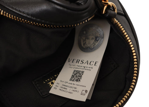 Versace Black Nappa Leather Medusa Round Shoulder Bag